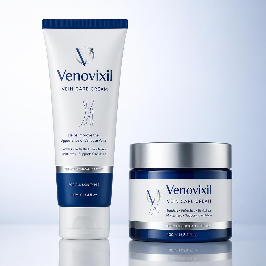 Venovixil Vein Care Cream official bottle and jar